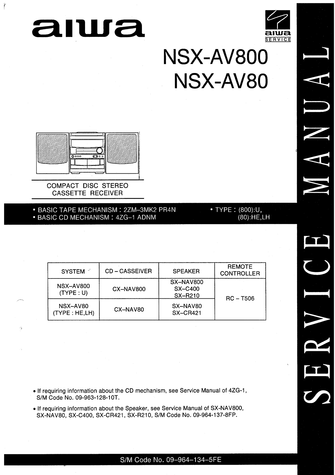 Aiwa NSXAV-80, NSXAV-800 Service manual
