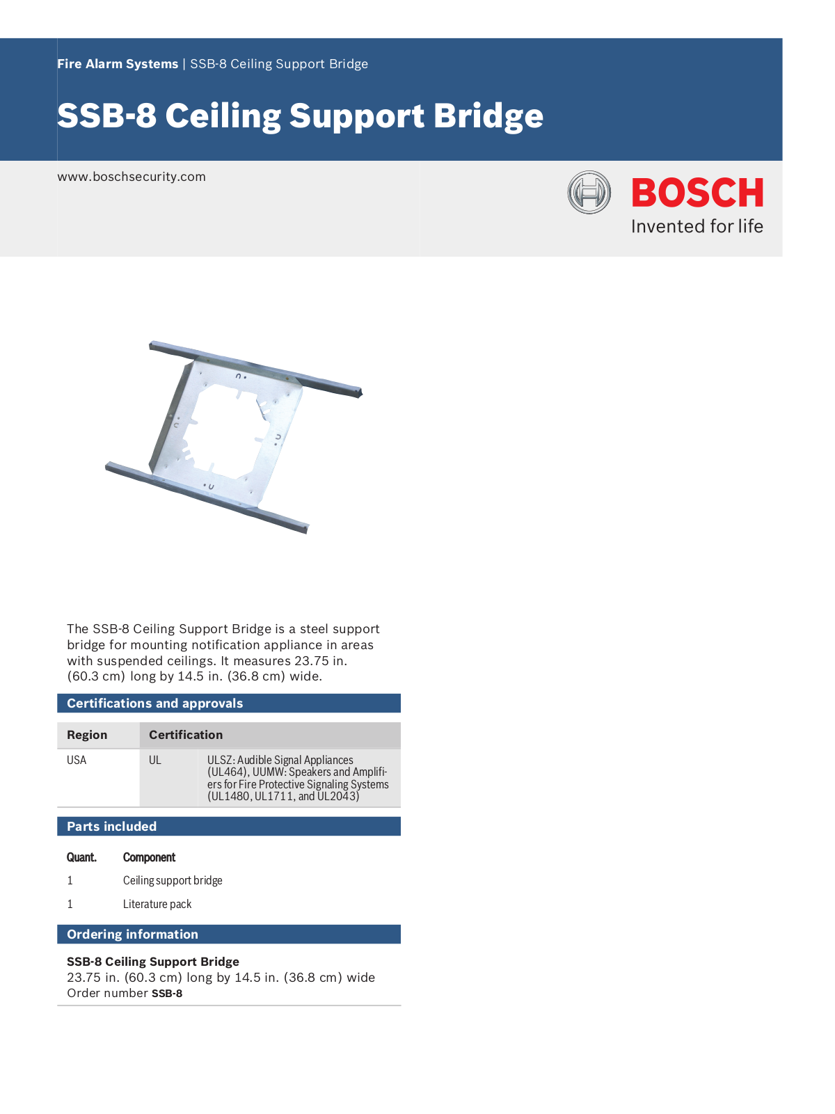 Bosch SSB-8 Specsheet