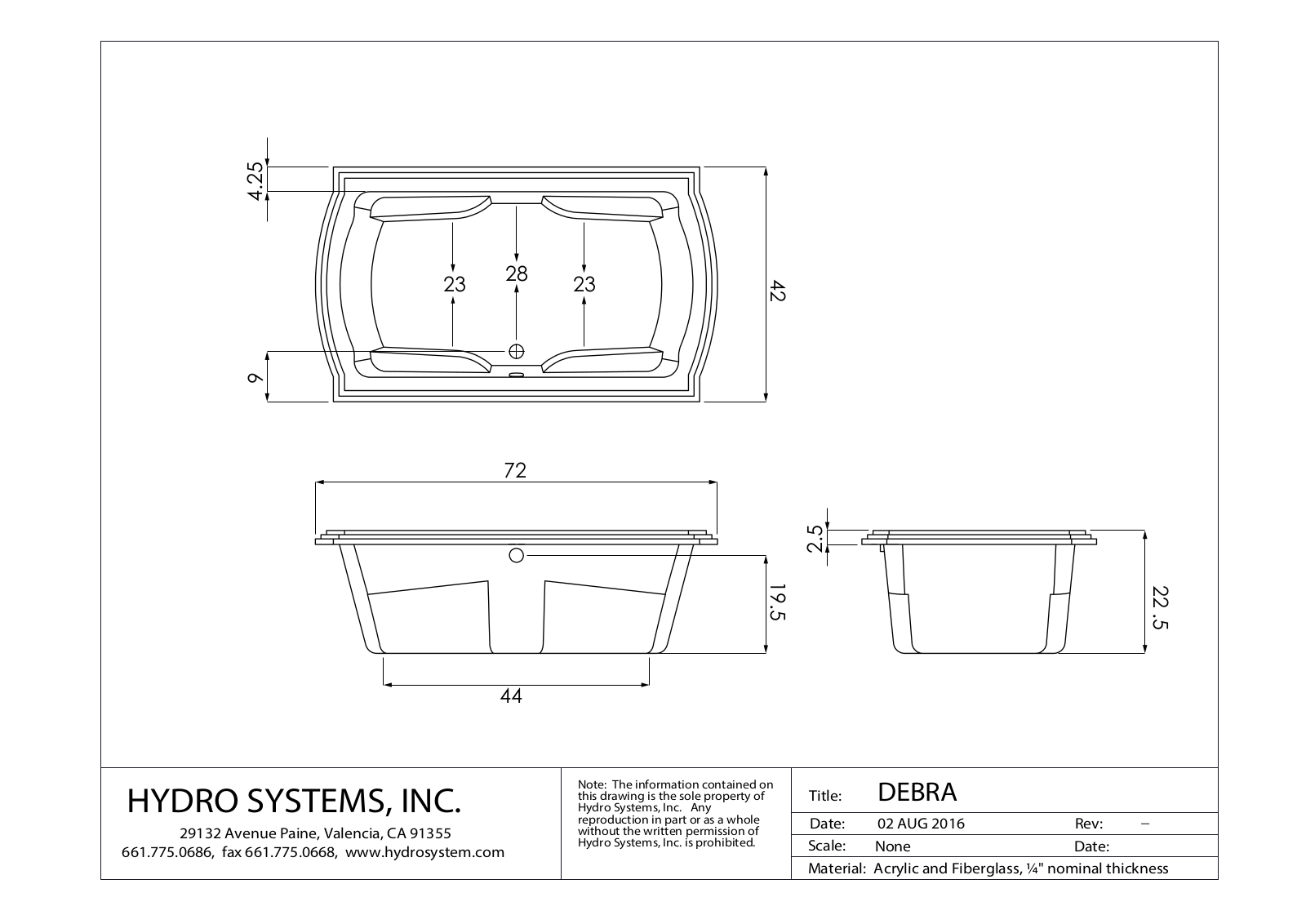 Hydro Systems Debra 7242 Shematics