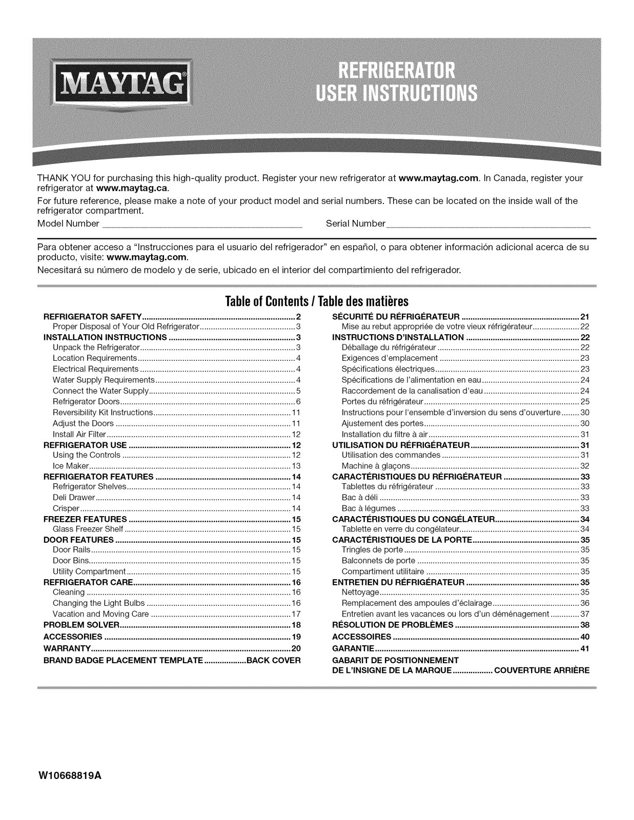 Maytag MRT711BZDH00, MRT711BZDM00, MRT711BZDE00 Owner’s Manual