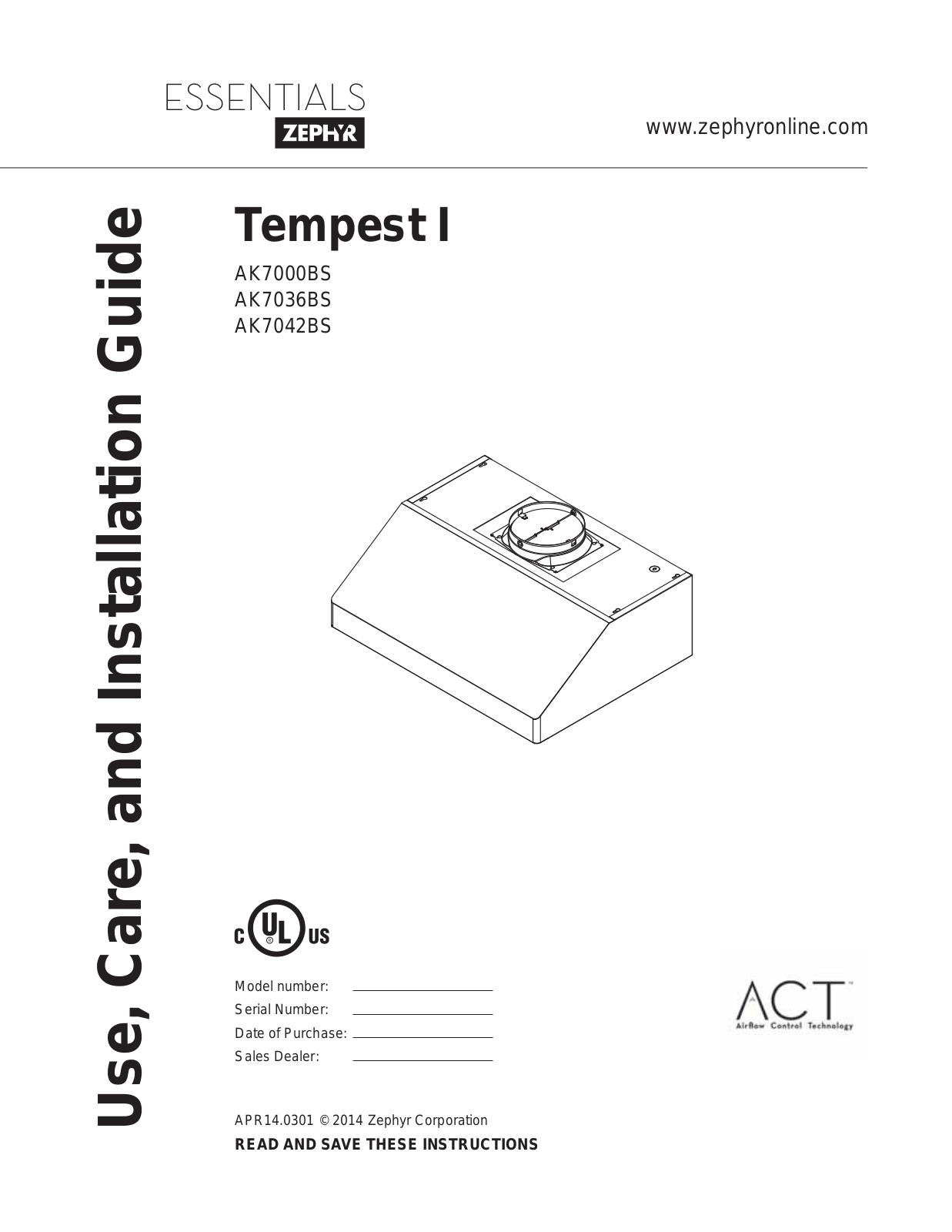 Zephyr AK7042BS User Manual