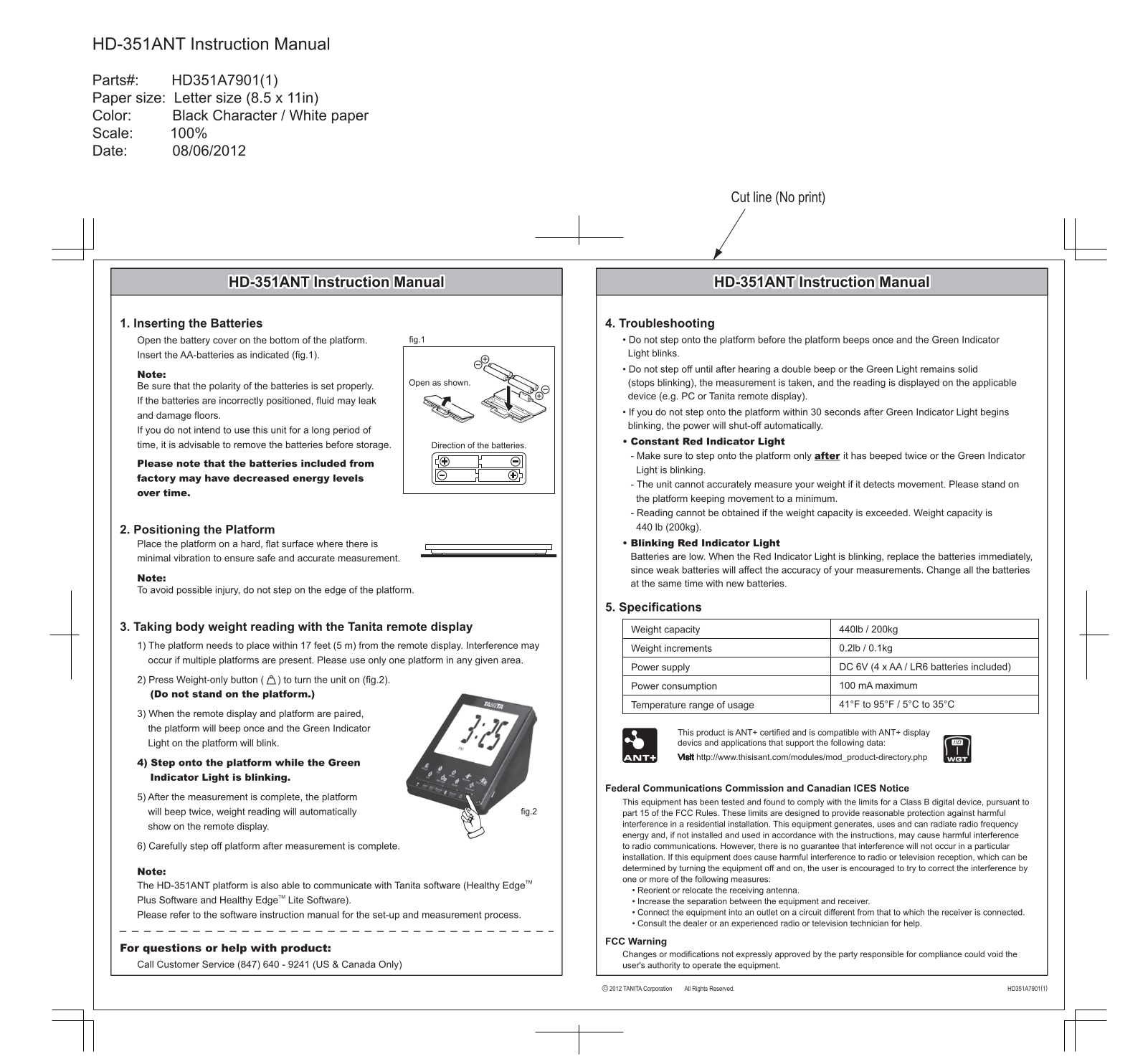 Tanita HD-351ANT Owner's Manual