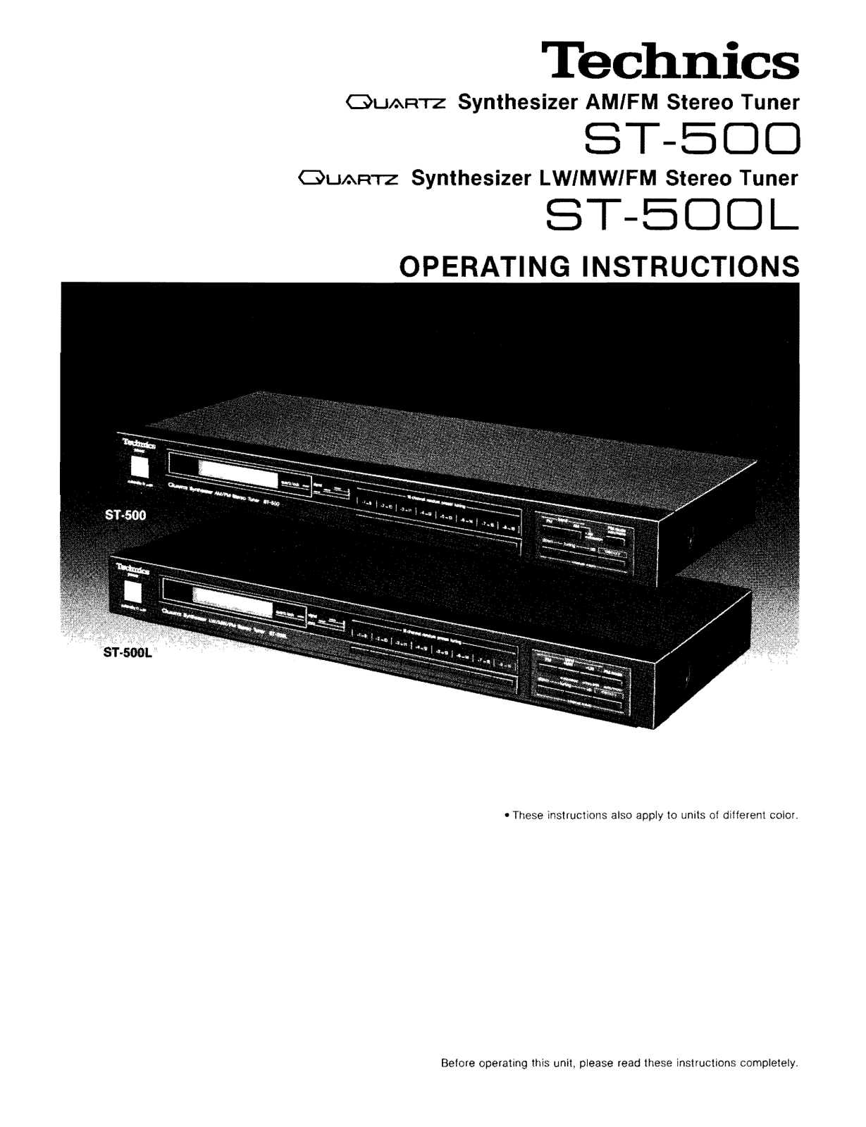 Technics ST-500, ST-500L User Manual - ManualMachine.com