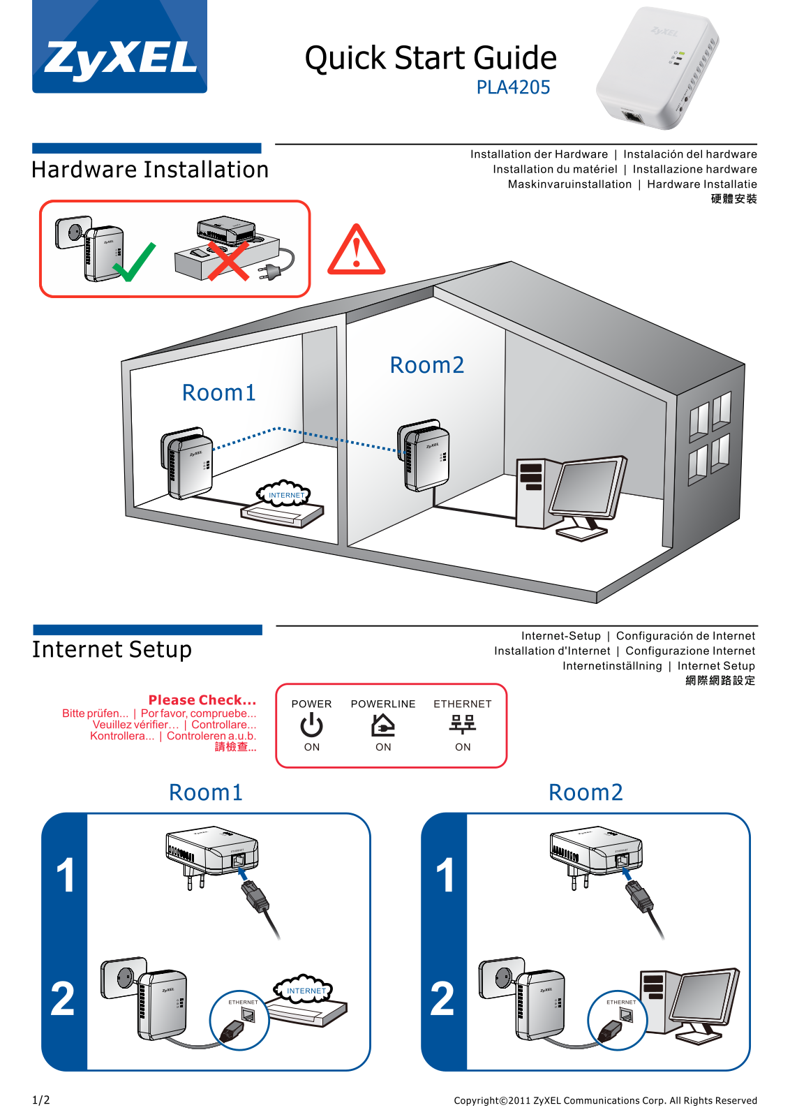 ZyXEL PLA4205 Quick Start Manual