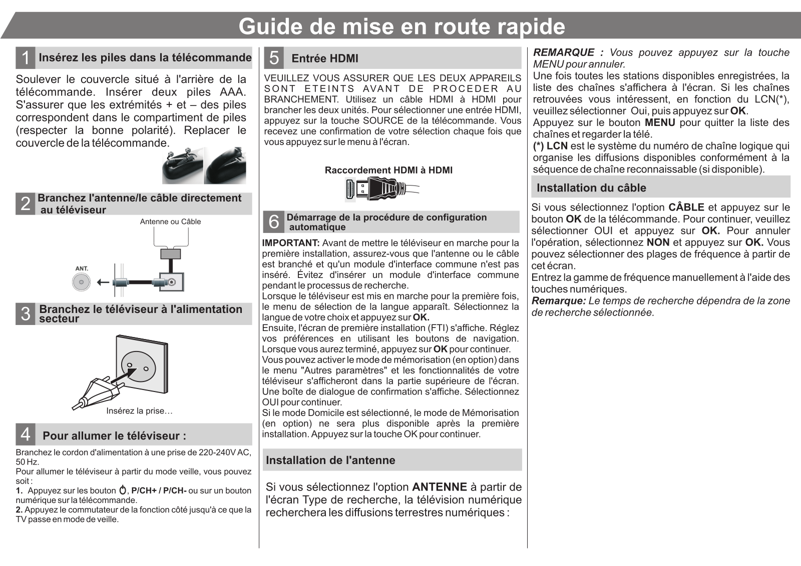 Philips 32HFL2808D QUICK START GUIDE