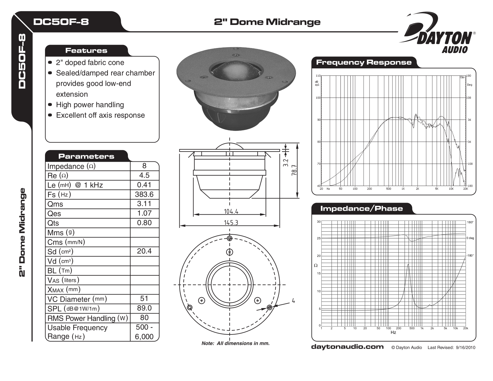 Dayton DC50F-8 User Manual