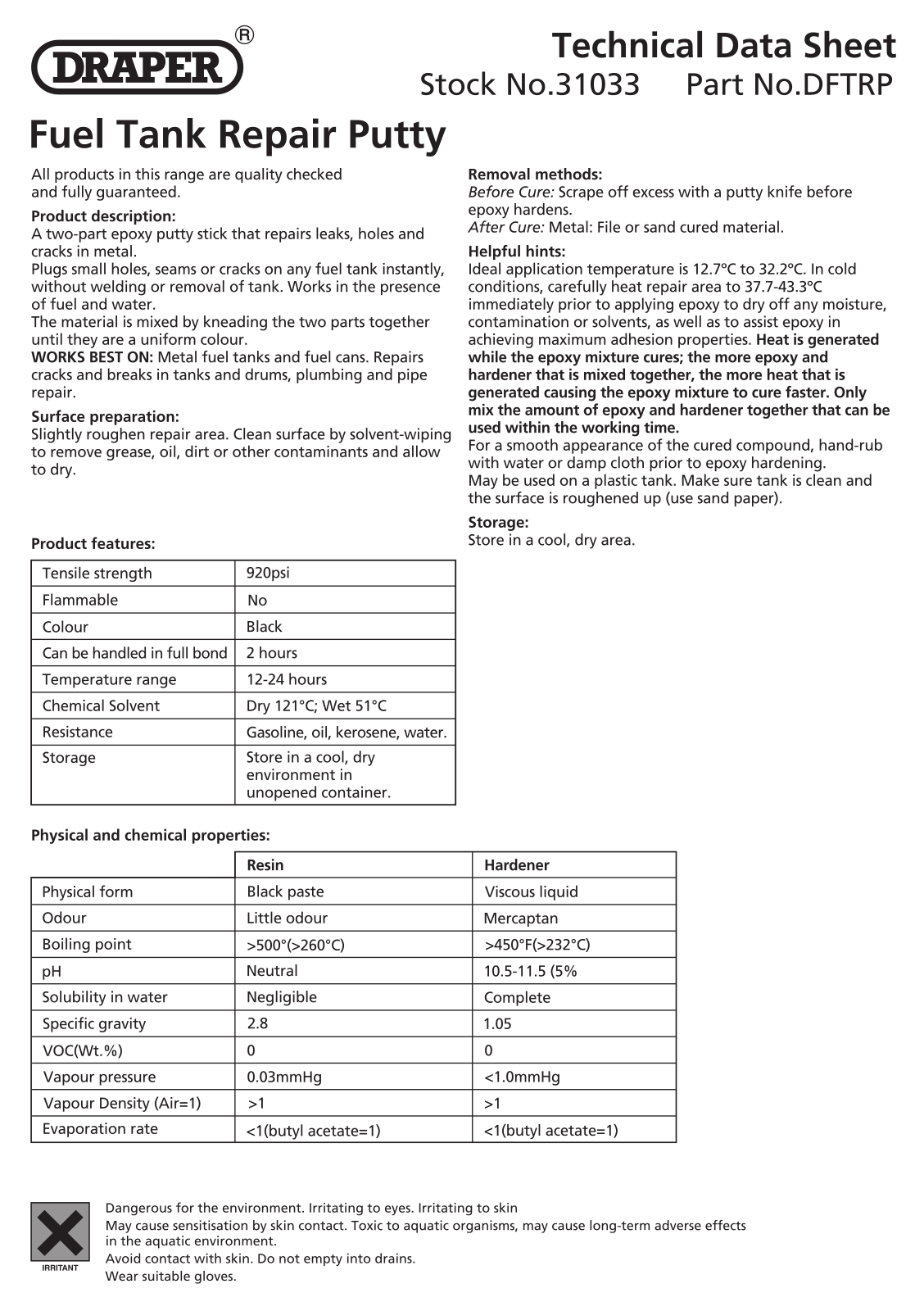 Draper Tools 31033 Instructions - ManualMachine.com