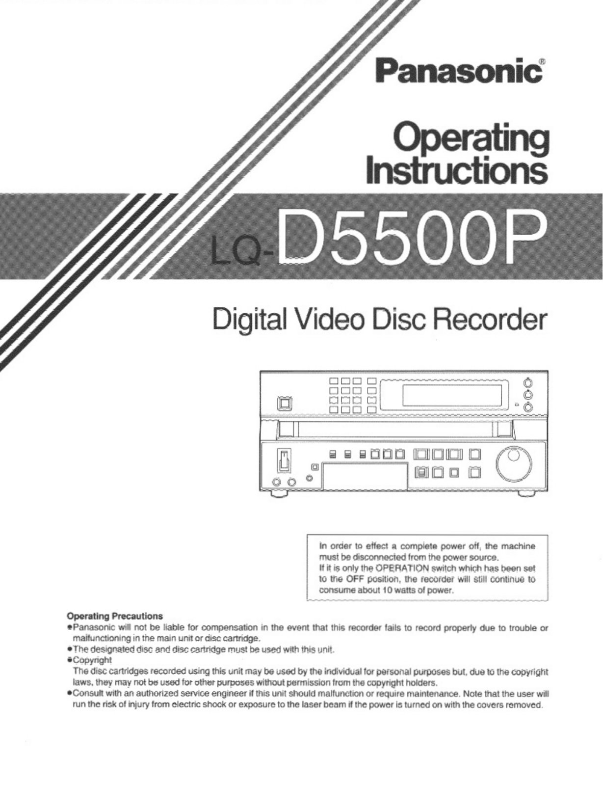 Panasonic lq-d550p Operation Manual