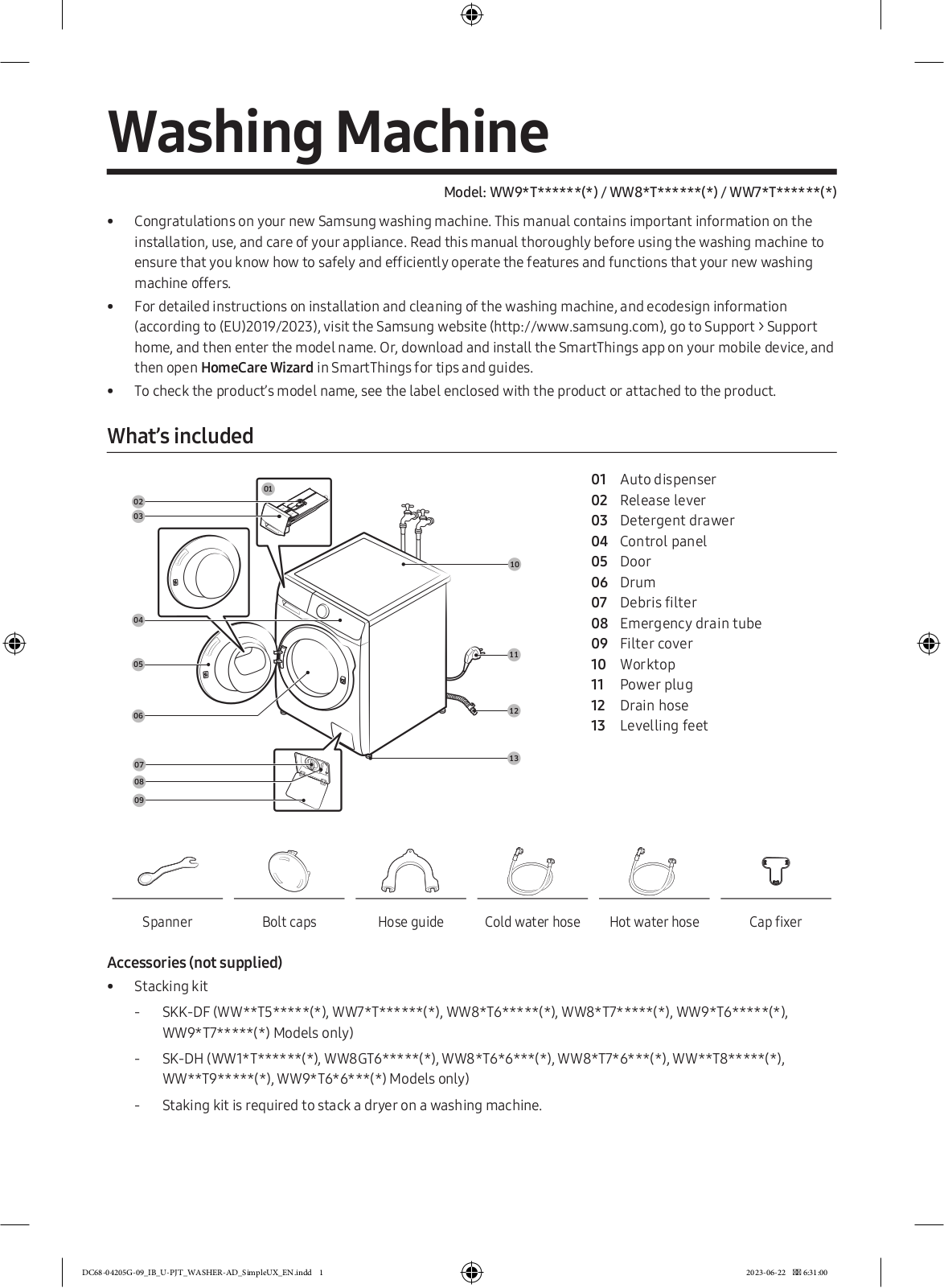 Samsung WW80T534DAEAS6 Quick start guide - ManualMachine.com
