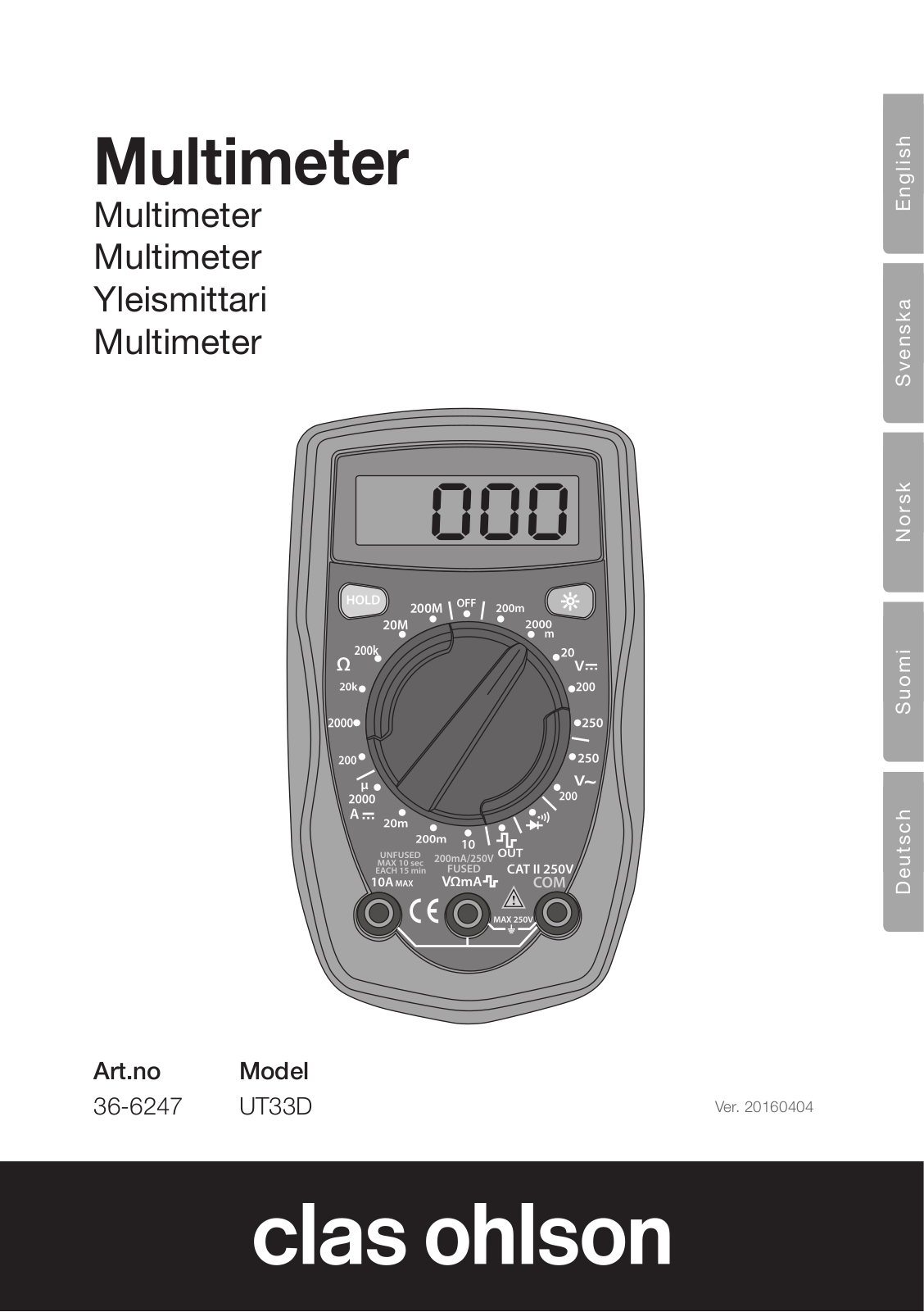 Clas Ohlson UT33D User Manual