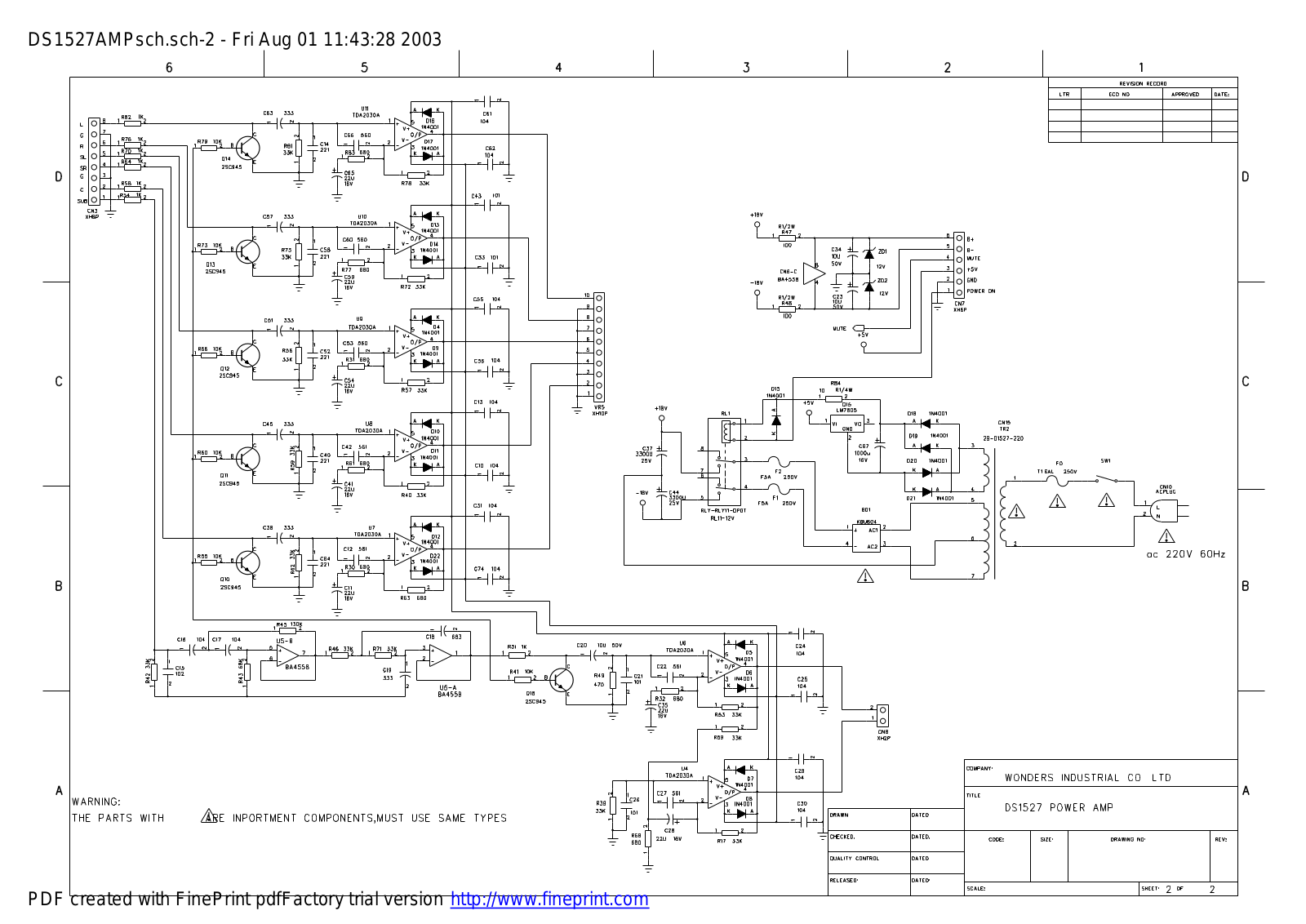 Vitek DS1527 Schematic