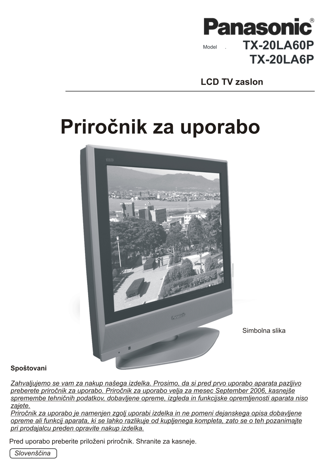 Panasonic TX-20LA60P, TX-20LA6P User Manual