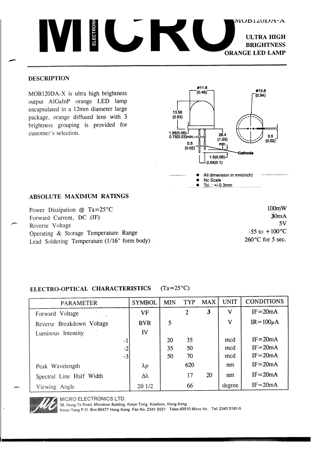 MICRO MOB120DA-3, MOB120DA-1, MOB120DA-2 Datasheet