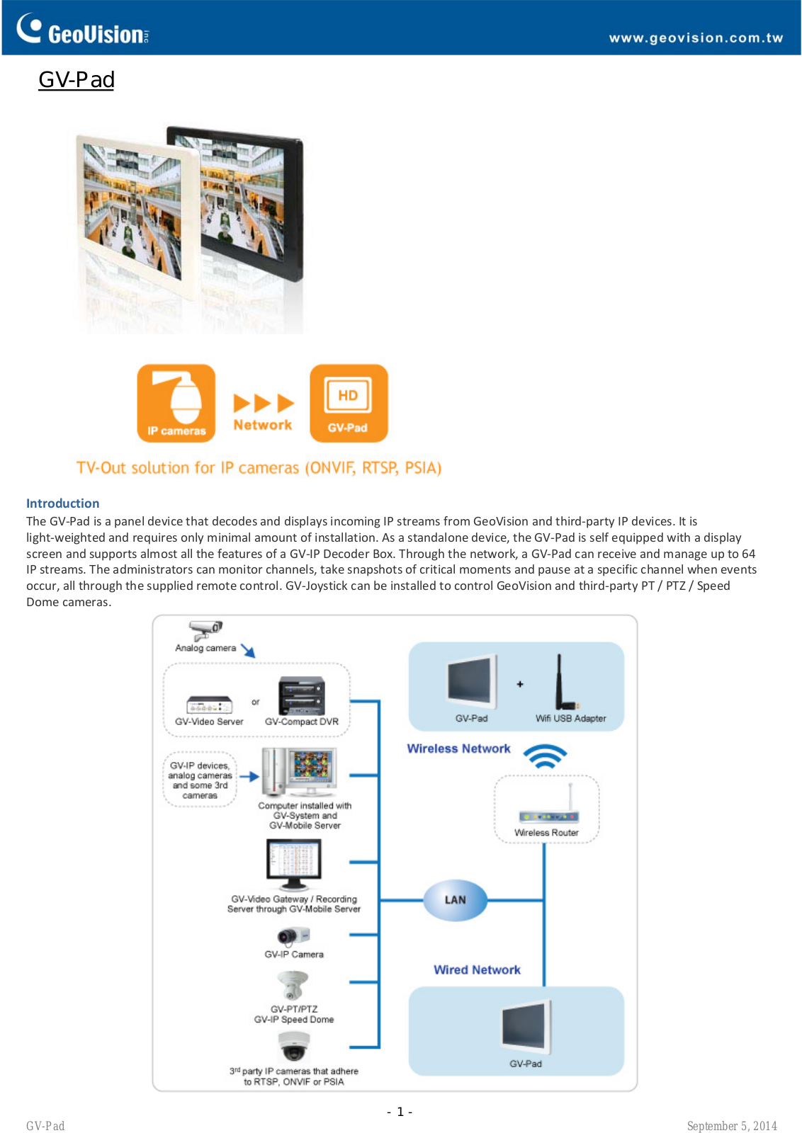 Geovision GV-Pad Specsheet