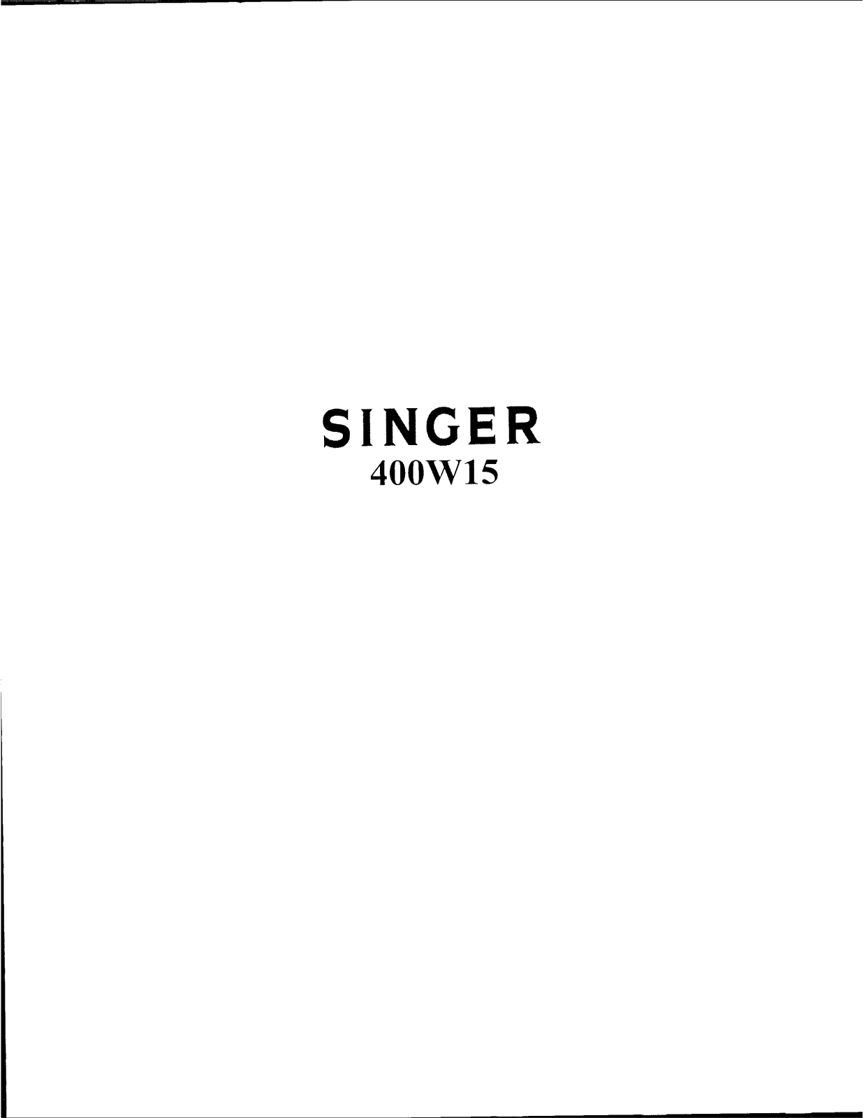 Singer 400W15 User Manual