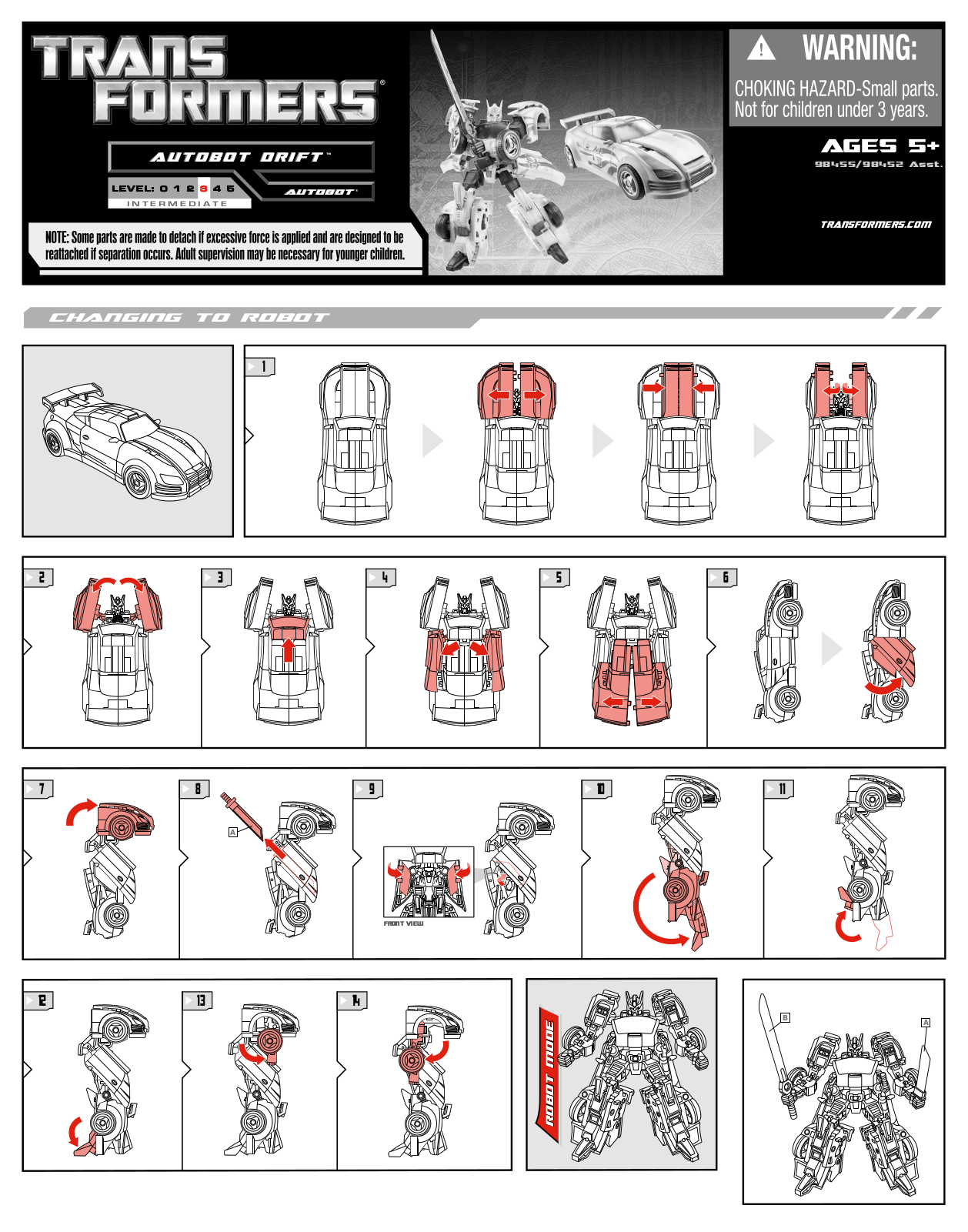 Hasbro TRANSFORMERS AUTOBOT DRIFT User Manual