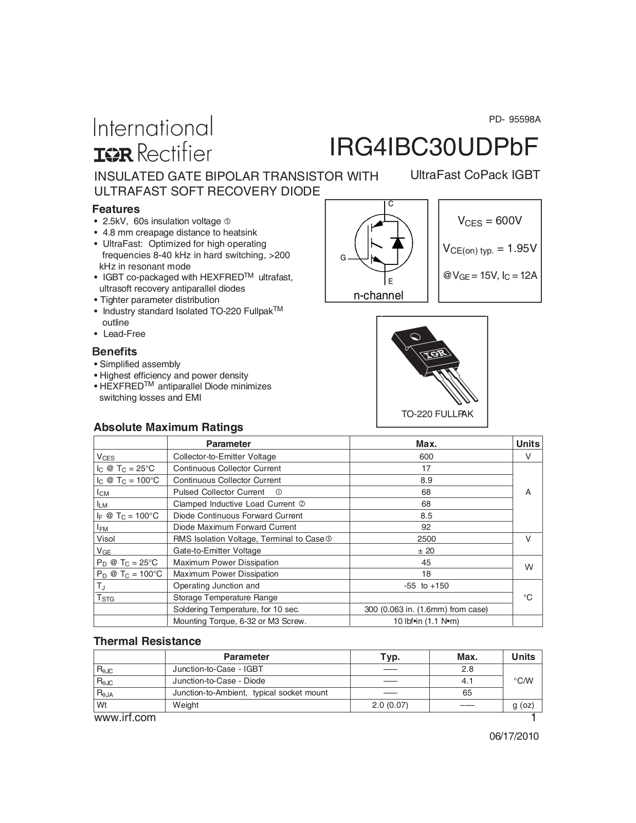 Datasheet IRG4IBC30UDPBF Specification - ManualMachine.com