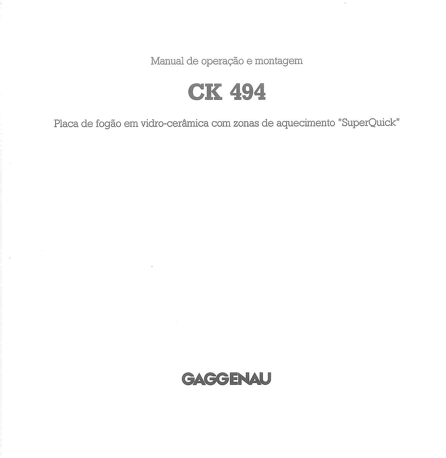 Gaggenau CK494115 User Manual