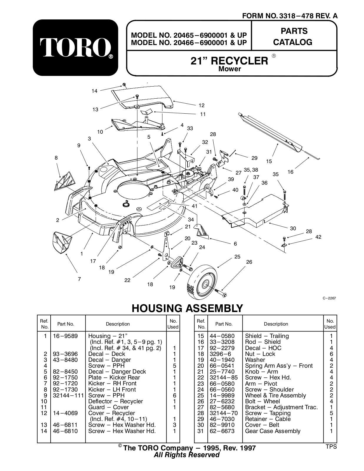 Toro 20465, 20466 Parts Catalogue