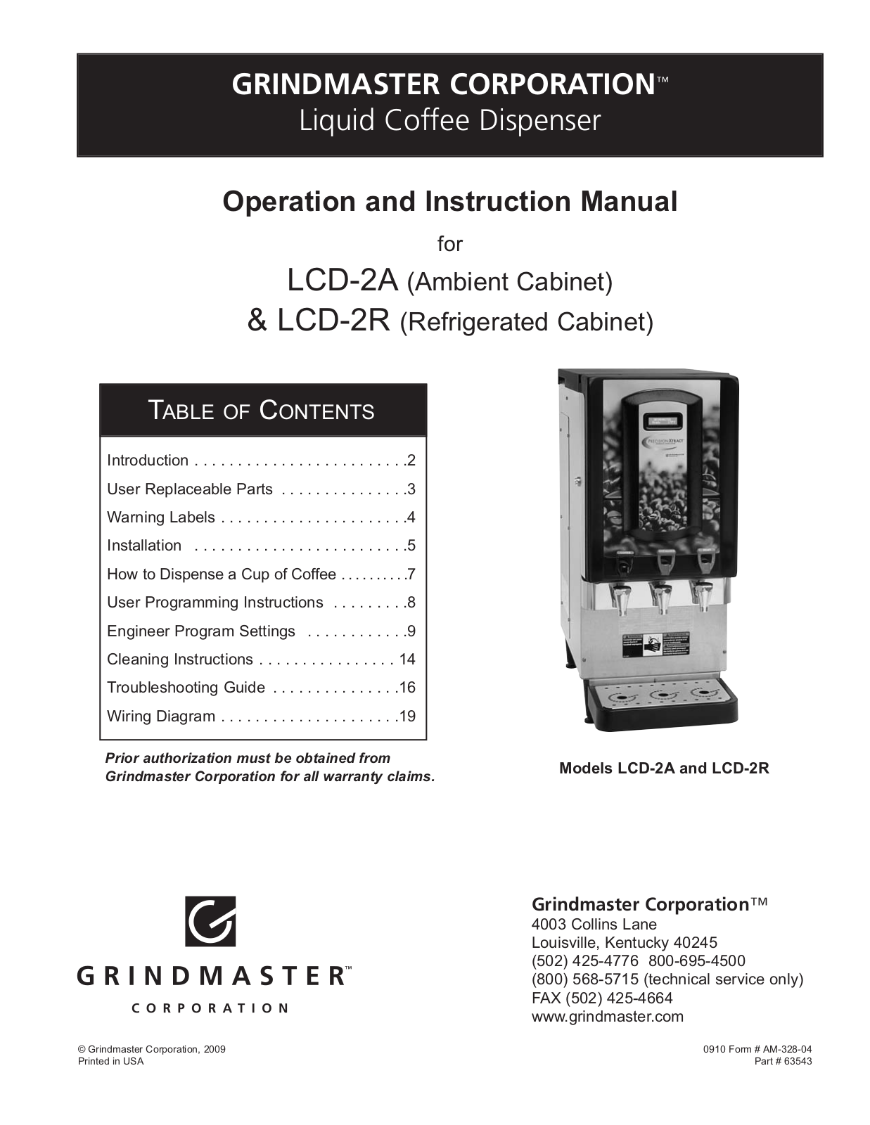 American Metal Ware LCD-2R Installation  Manual