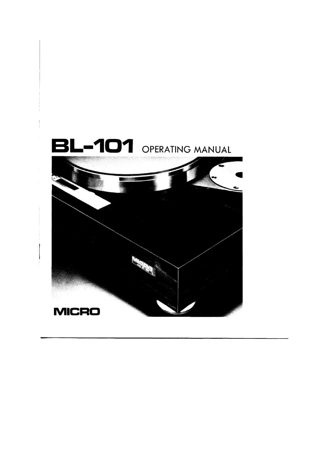 Micro Seiki BL-101 Owners manual