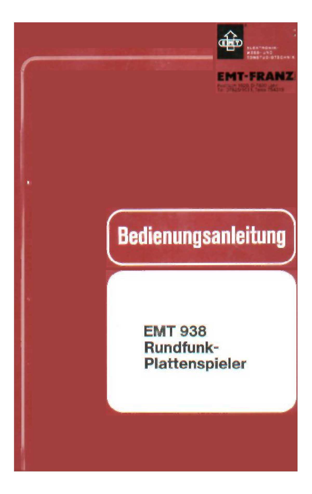 Elektro-Mess-Technik EMT 938 Service manual