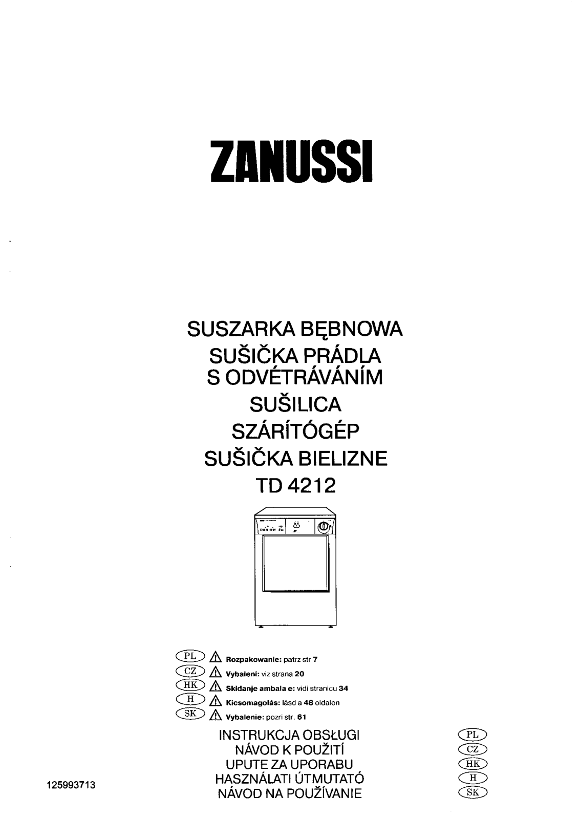 Zanussi TD4212 User Manual