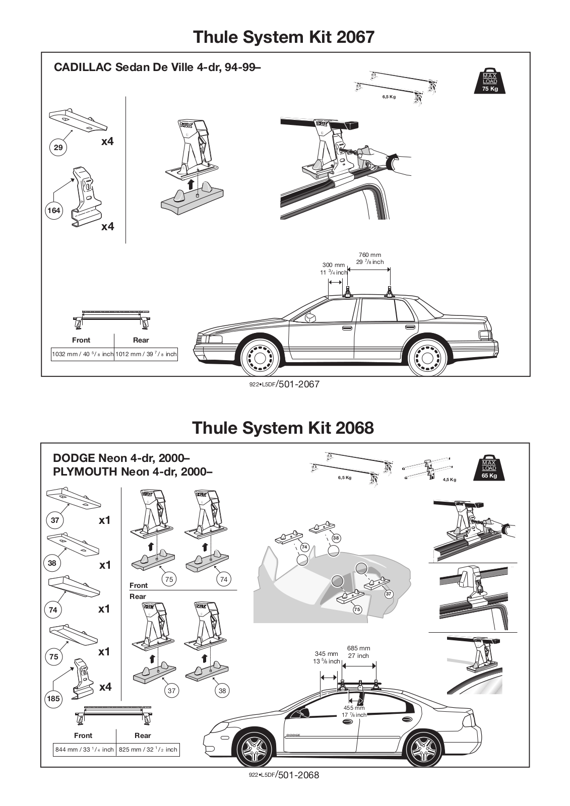 Thule 2068, 2067 User Manual