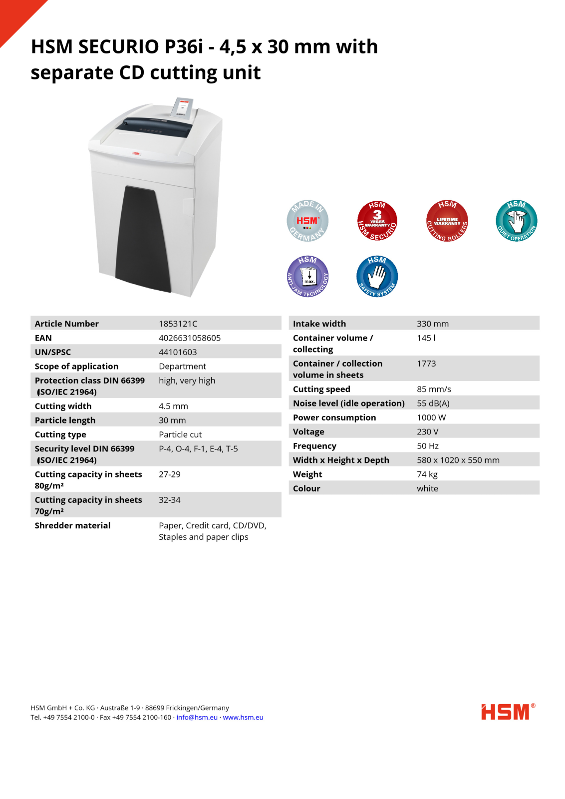 HSM P36i 4.5x30mm  + CD User Manual