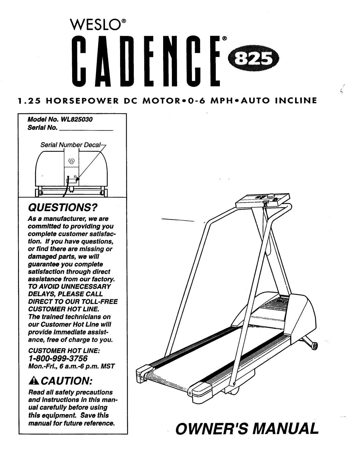 Weslo WL825030 Owner's Manual