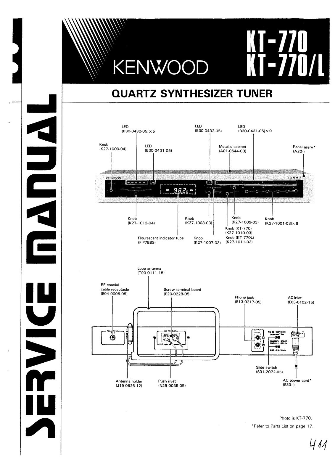 Kenwood KT-770, KT-770L Service manual