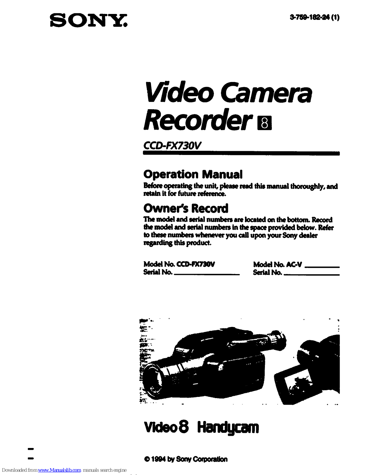 Sony Handycam CCD-FX730V Operation Manual