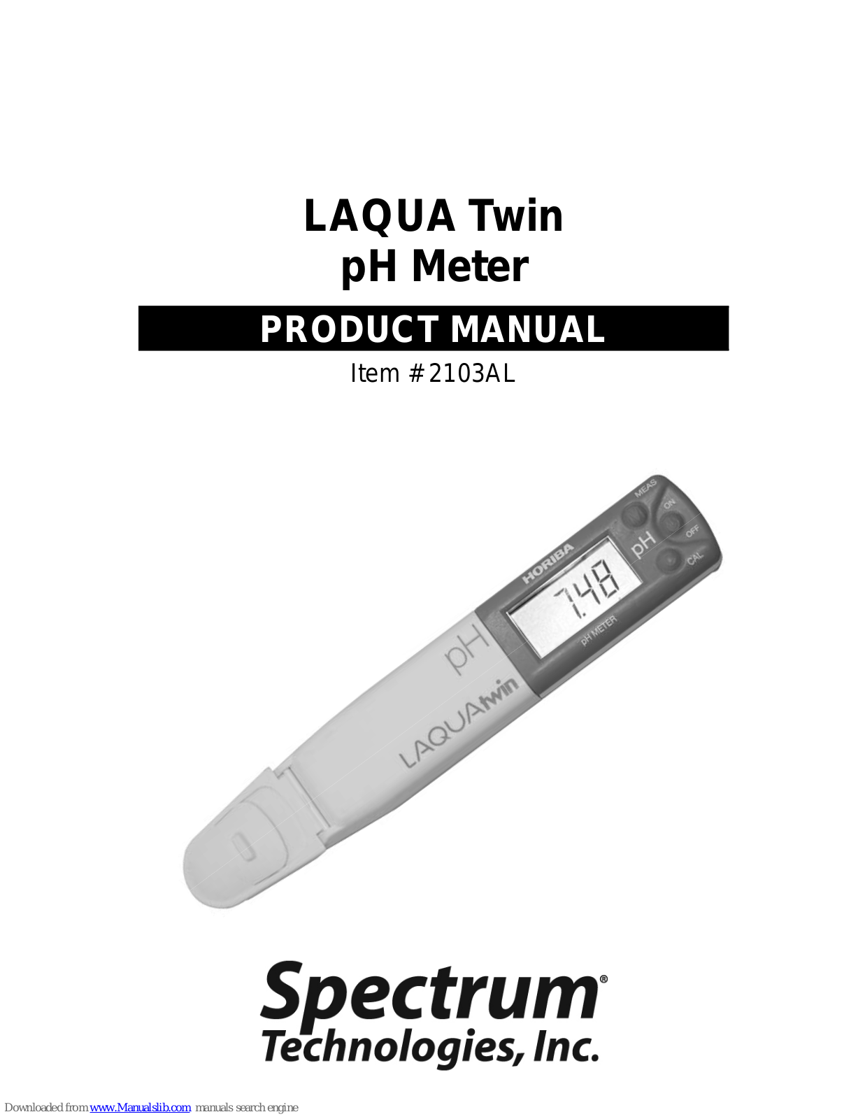 Spectrum 2103AL, LAQUA Twin B-712, LAQUA Twin B-711, LAQUA Twin B-713 Product Manual