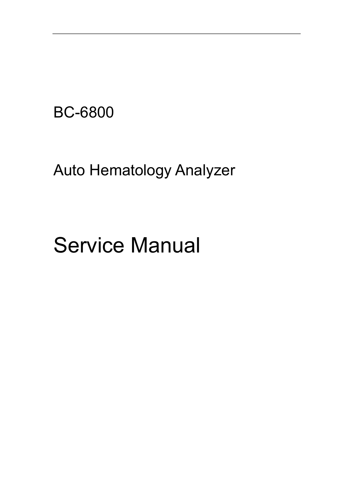 Shenzhen Mindray Bio-medical Electronics Co BC-6800 Service Manual