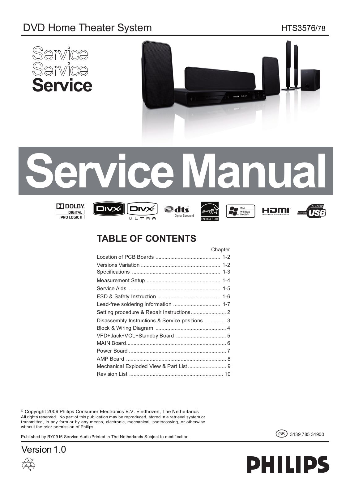 Philips HTS-3576 Service Manual