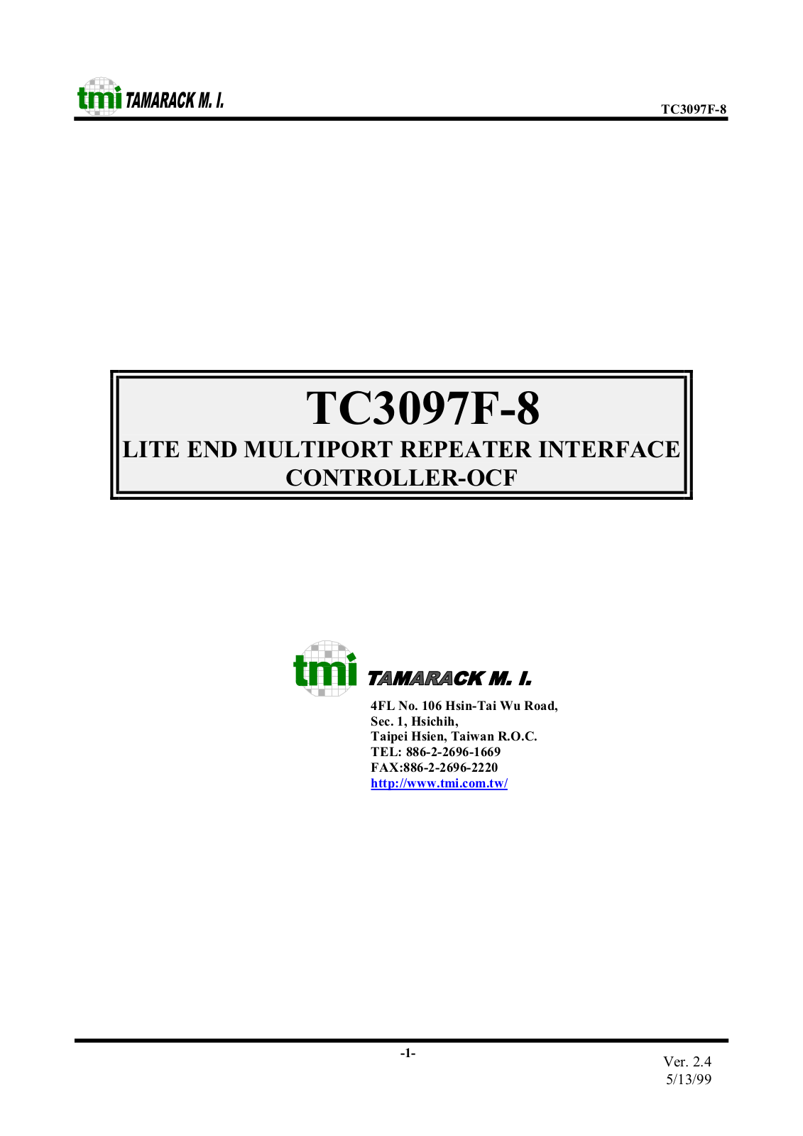 TMI TAMARACK TC3097F-8 Datasheet