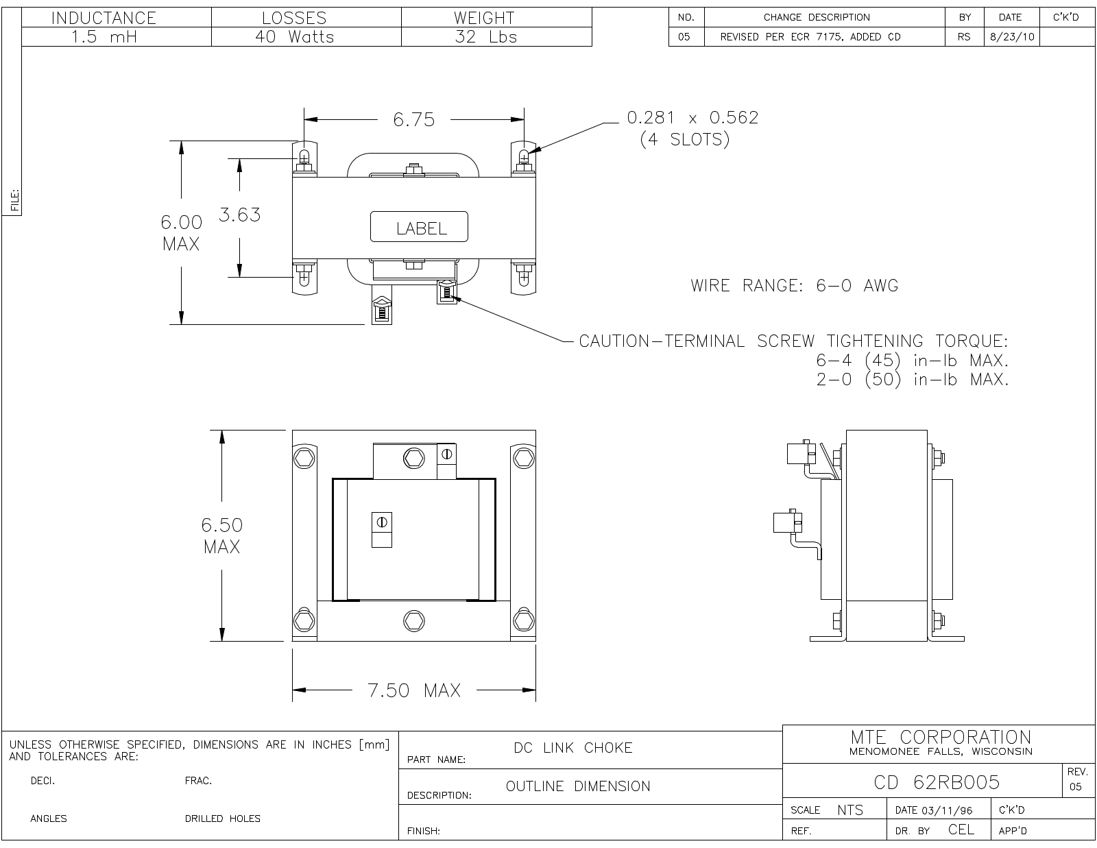 MTE CD 62RB005 CAD Drawings