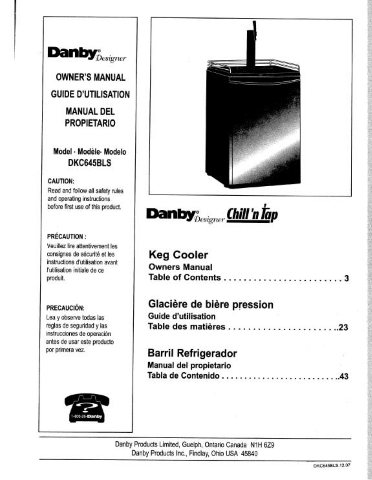 Danby dkc645bls User Manual