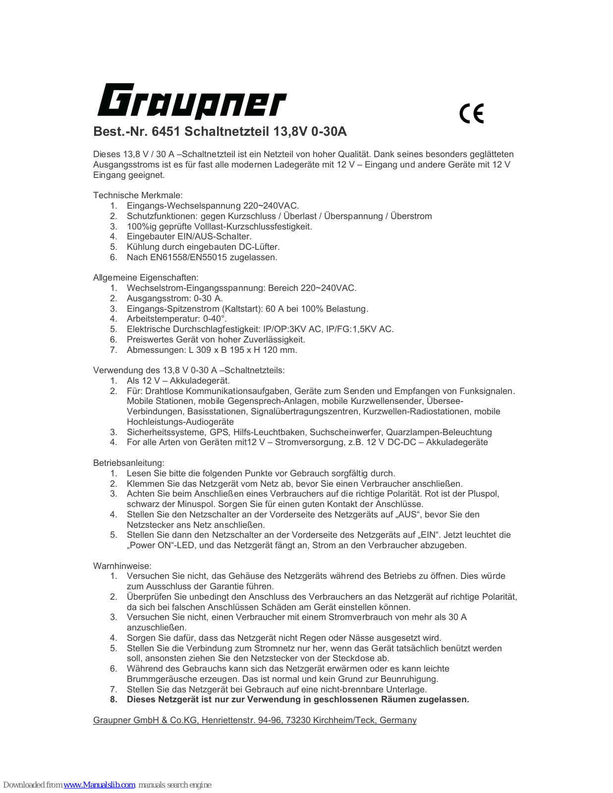 GRAUPNER 6451 User Manual