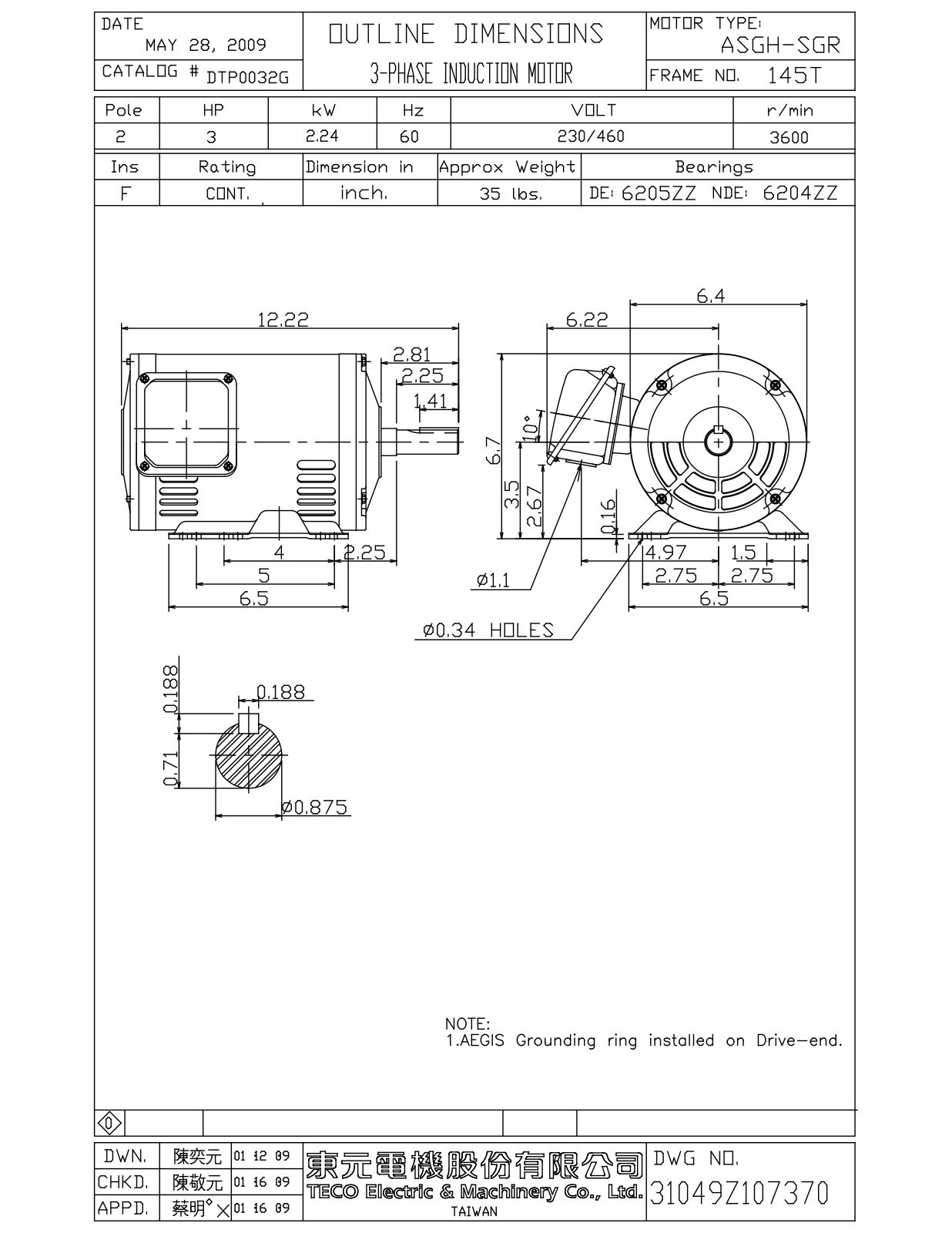 Teco DTP0032G Reference Drawing