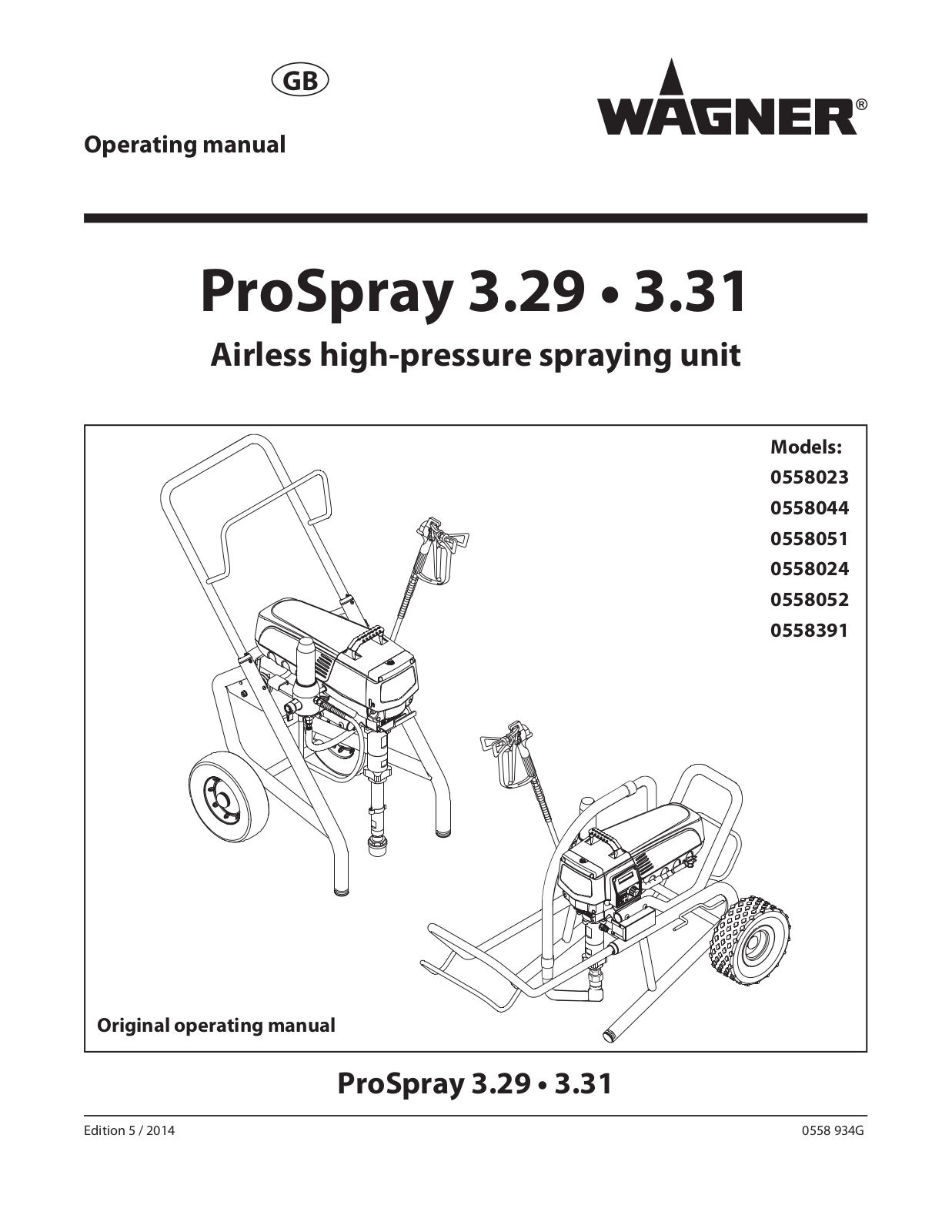 Wagner SprayTech 558044, 558024, 558023, 558051, 558052 User Manual