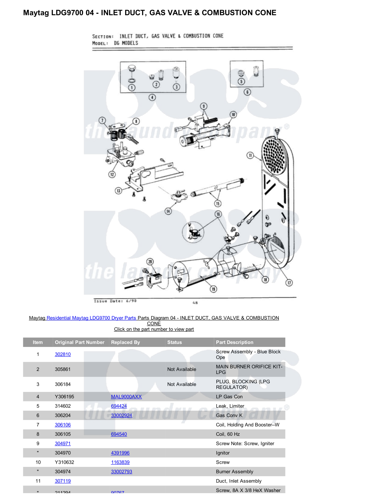 Maytag LDG9700 Parts Diagram