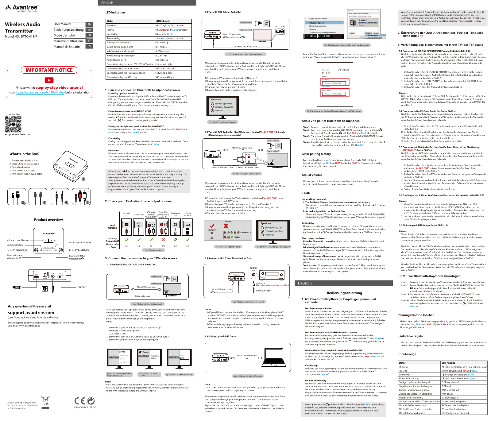 Avantree BTTC-418-P User Manual