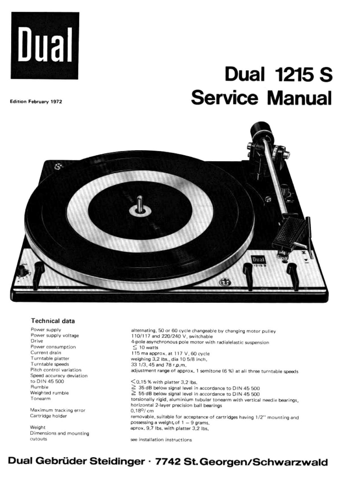 Dual 1215-S Service manual