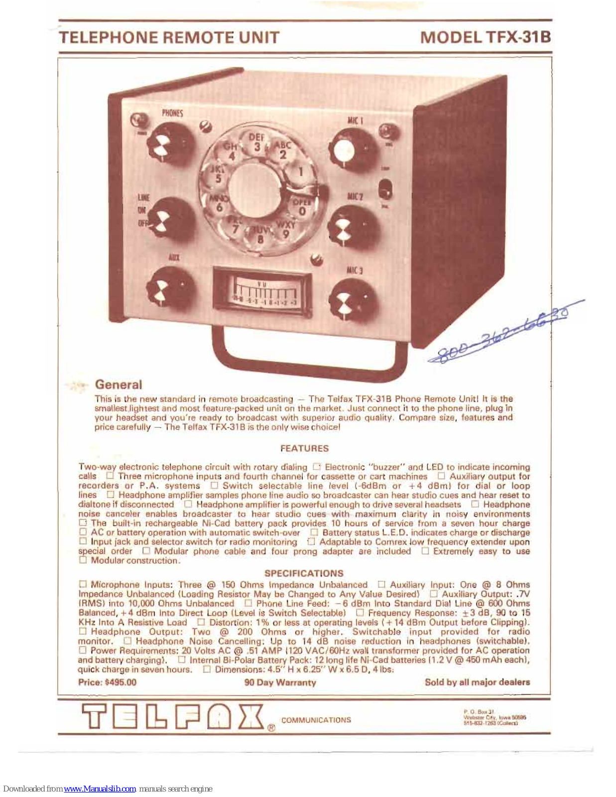 Telfax TFX-31B User Manual