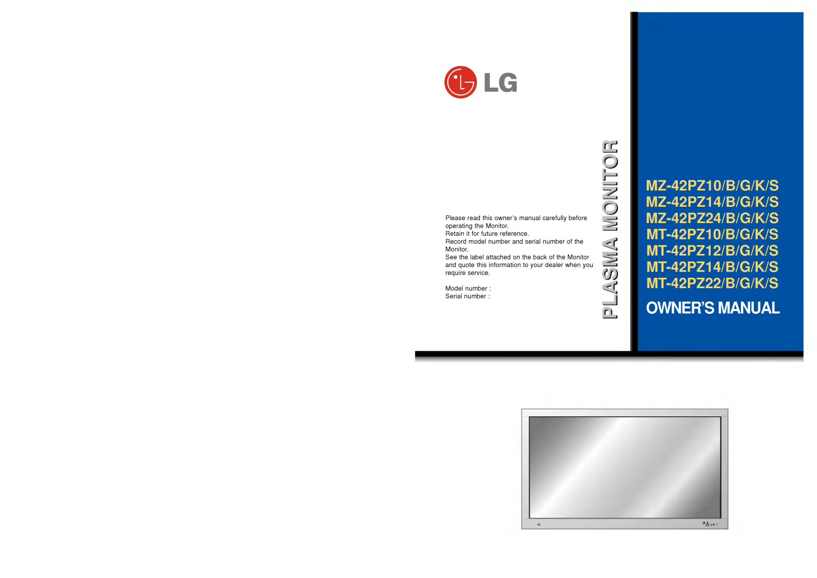 LG MT-42PZ10 Users guide