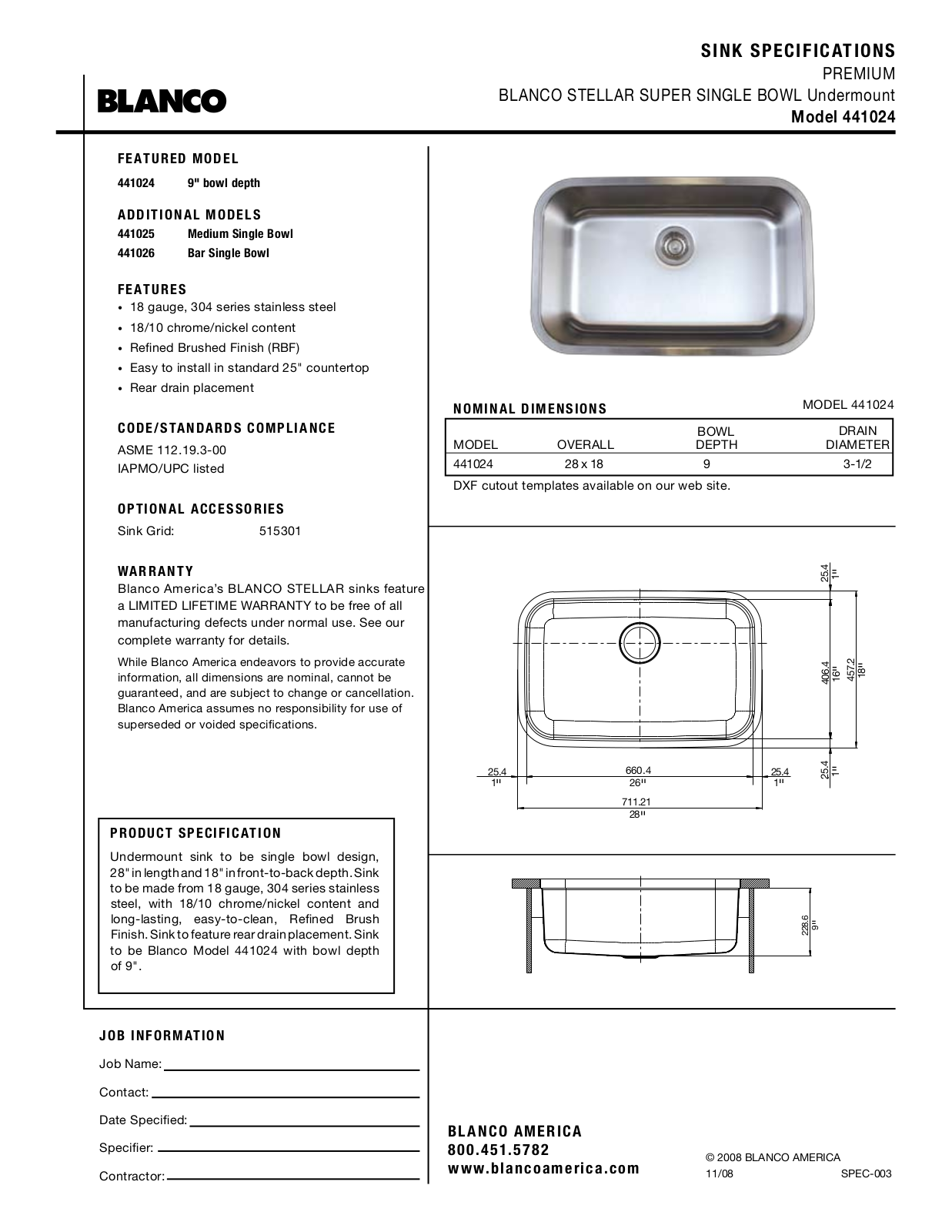 Blanco 441024 User Manual