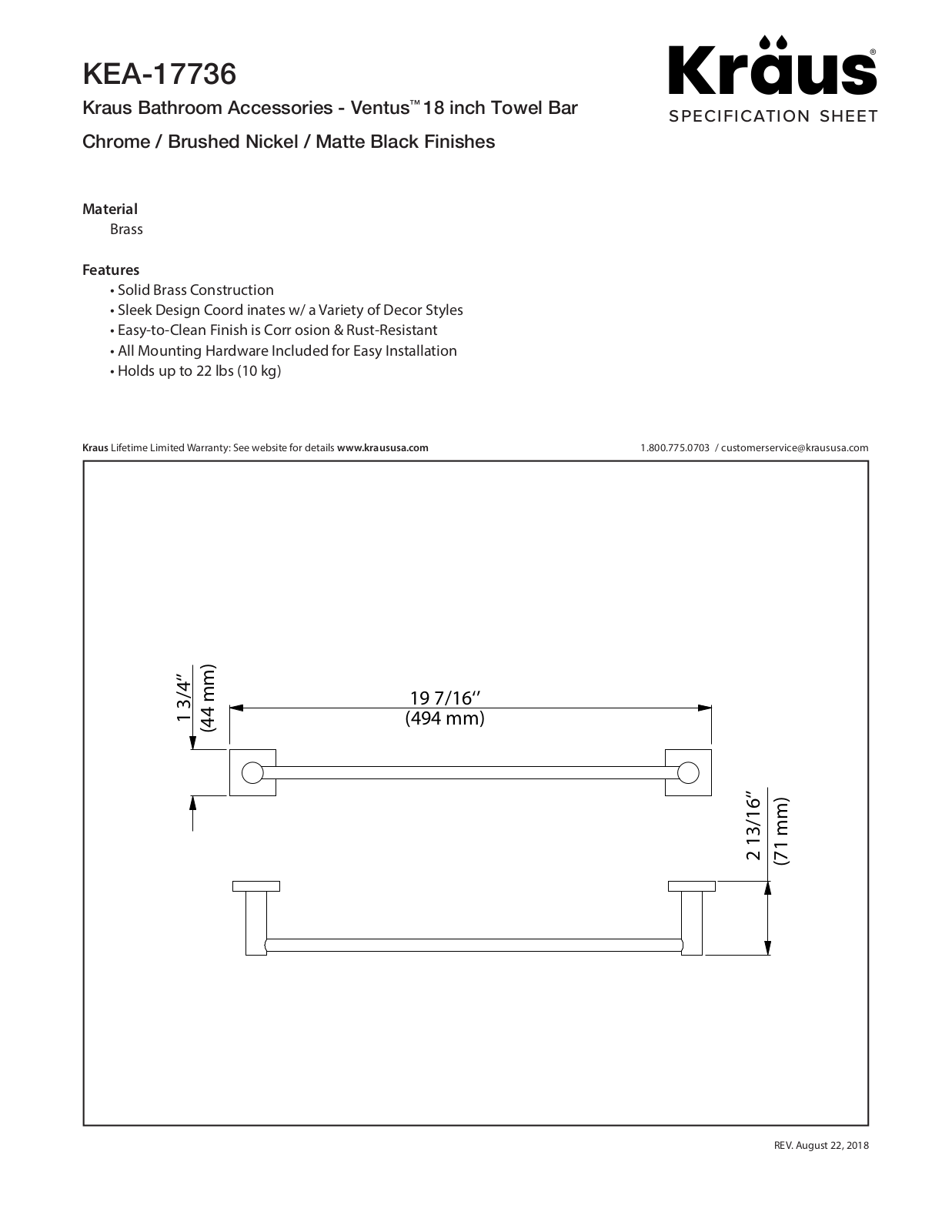 Kraus KEA17736CH Specs