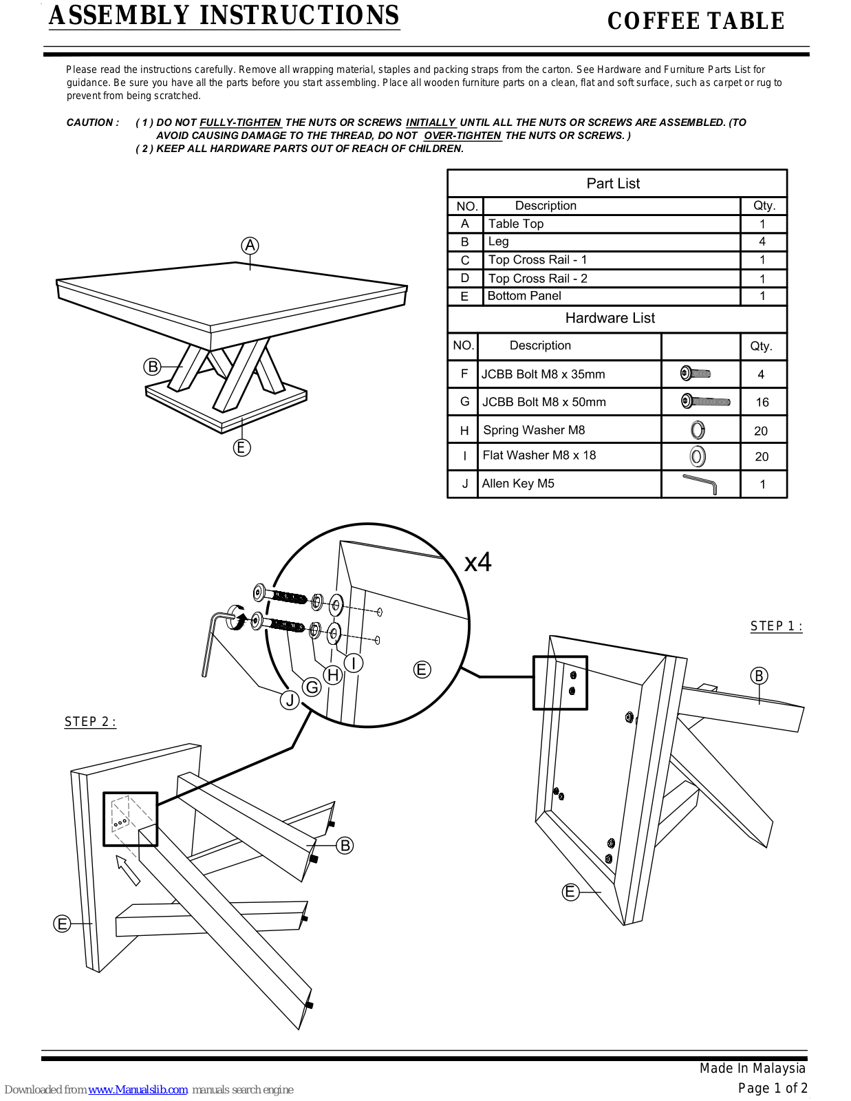 Baxton SA108, SA107 Assembly Instructions Manual - ManualMachine.com