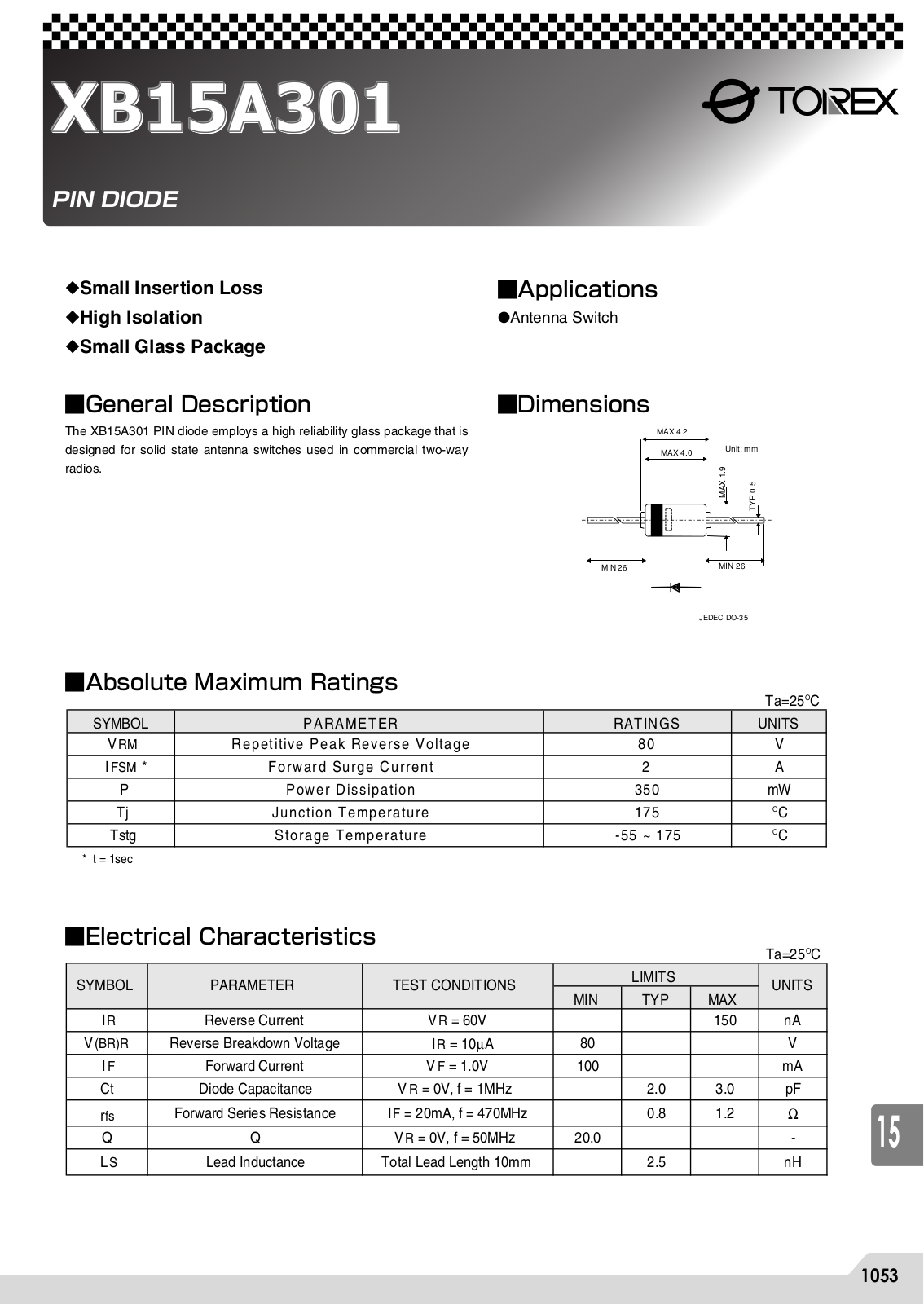 Datasheets XB15A301 Datasheet - ManualMachine.com